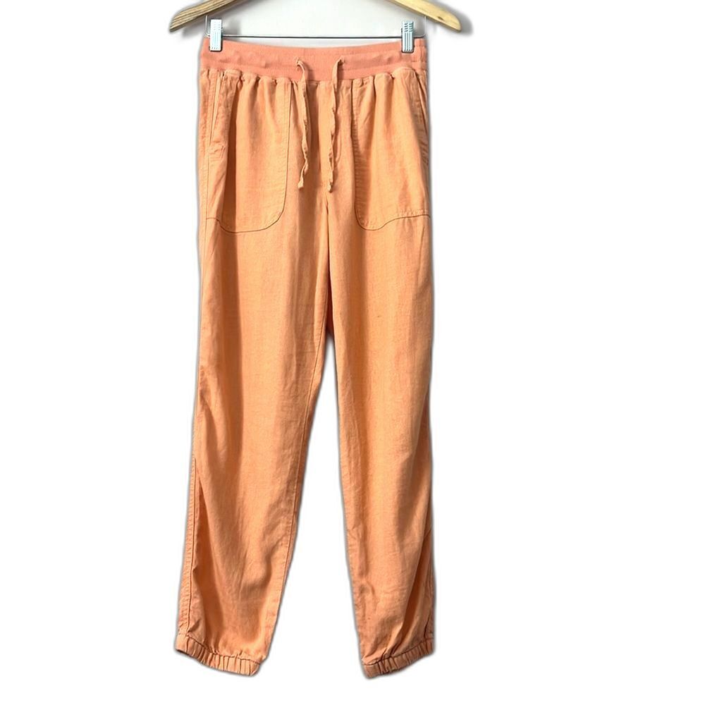 Gap Linen Blend Jogger XS Cargo Summer Beach Coastal Resort Casual Orange Coral